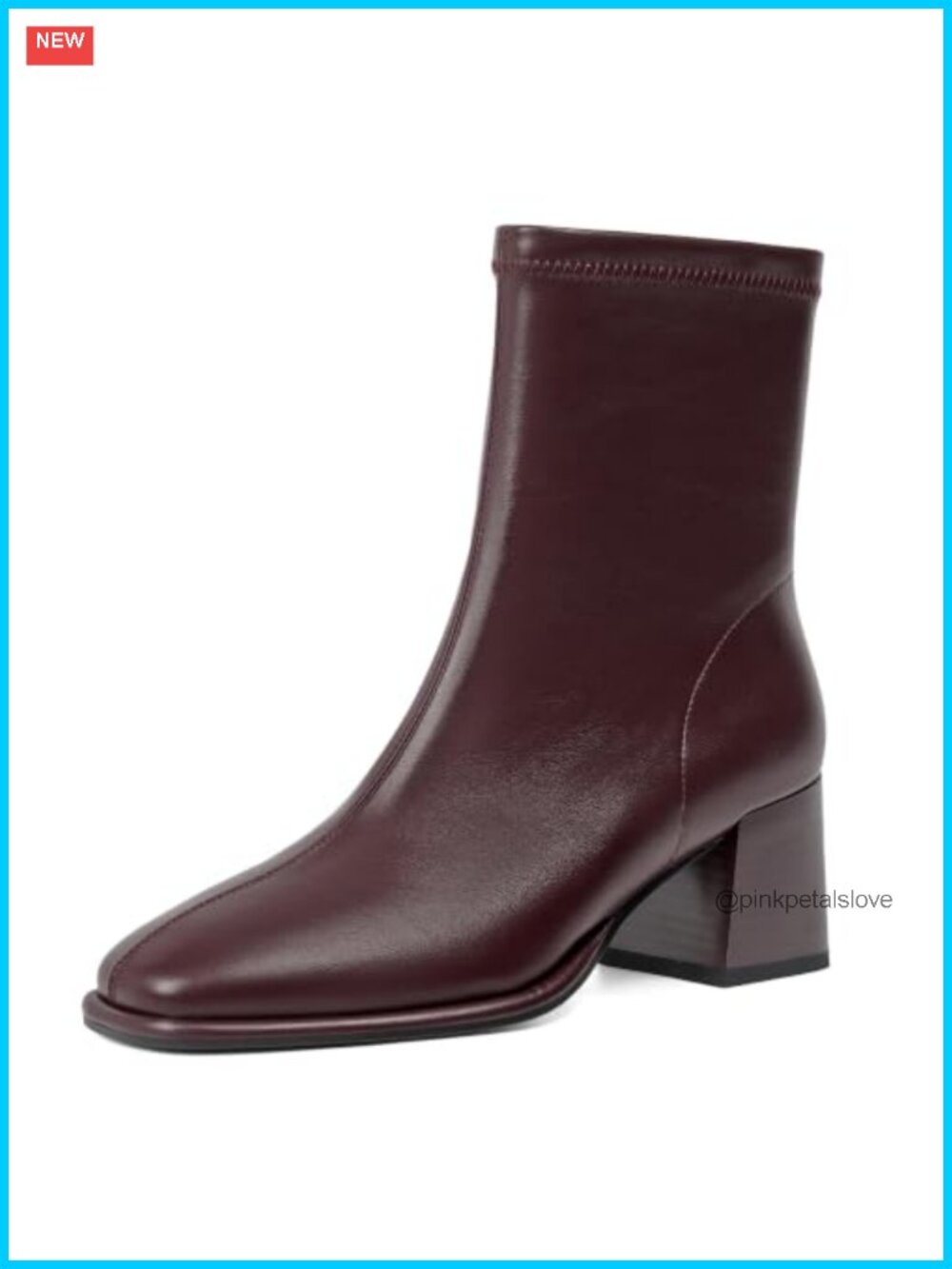 Square Toe Chunky Block Heel Ankle Booties Side Zipper Faux Leather
